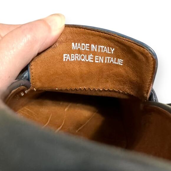 Massimo Matteo Navy Leather Penny Loafers Men's Size 10 - Picture 12 of 13